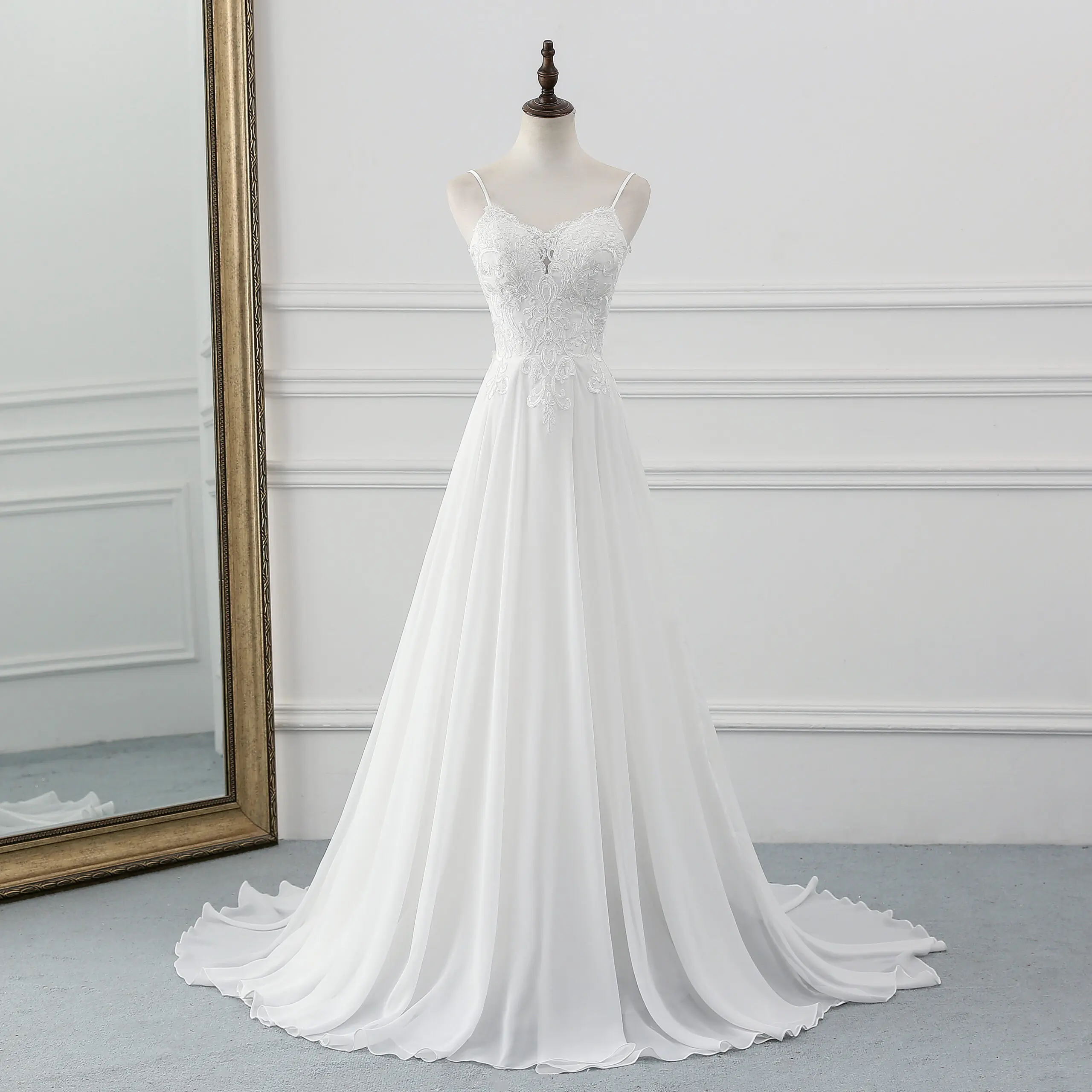 Vintage A-Line Lace Wedding Dress - Image 2